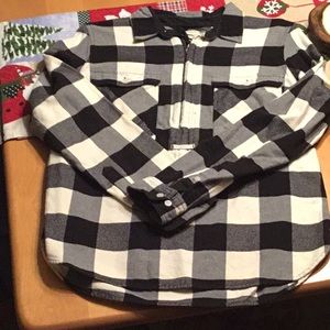J Crew Factory flannel plaid half zip